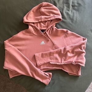 Adidas Raw Hem Cropped Hoodie